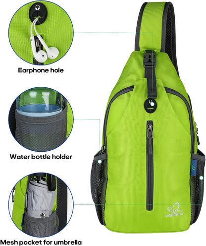 Crossbody Sling Backpack Sling Bag Travel Hiking Chest Bags Daypack (Teal blue) | Small Hiking bag,Multi-compartment storage,Water-resistant,Breathable back pad,Reversible adjustable shoulder strap