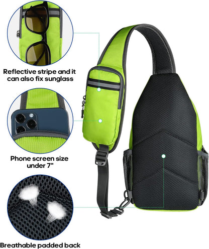 Crossbody Sling Backpack Sling Bag Travel Hiking Chest Bags Daypack (Teal blue) | Small Hiking bag,Multi-compartment storage,Water-resistant,Breathable back pad,Reversible adjustable shoulder strap