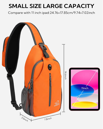 Crossbody Sling Backpack Sling Bag Travel Hiking Chest Bags Daypack (Teal blue) | Small Hiking bag,Multi-compartment storage,Water-resistant,Breathable back pad,Reversible adjustable shoulder strap