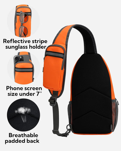 Crossbody Sling Backpack Sling Bag Travel Hiking Chest Bags Daypack (Teal blue) | Small Hiking bag,Multi-compartment storage,Water-resistant,Breathable back pad,Reversible adjustable shoulder strap