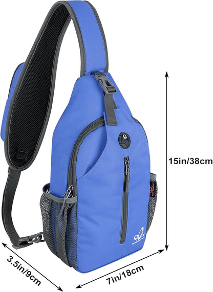 Crossbody Sling Backpack Sling Bag Travel Hiking Chest Bags Daypack (Teal blue) | Small Hiking bag,Multi-compartment storage,Water-resistant,Breathable back pad,Reversible adjustable shoulder strap