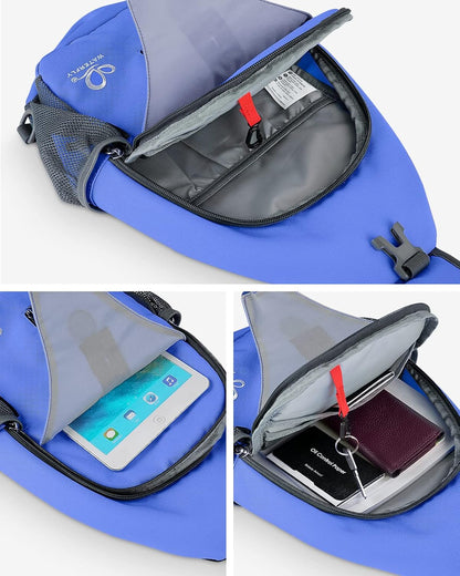 Crossbody Sling Backpack Sling Bag Travel Hiking Chest Bags Daypack (Teal blue) | Small Hiking bag,Multi-compartment storage,Water-resistant,Breathable back pad,Reversible adjustable shoulder strap