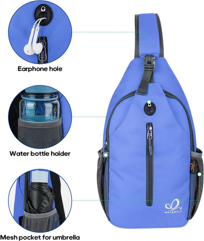 Crossbody Sling Backpack Sling Bag Travel Hiking Chest Bags Daypack (Teal blue) | Small Hiking bag,Multi-compartment storage,Water-resistant,Breathable back pad,Reversible adjustable shoulder strap
