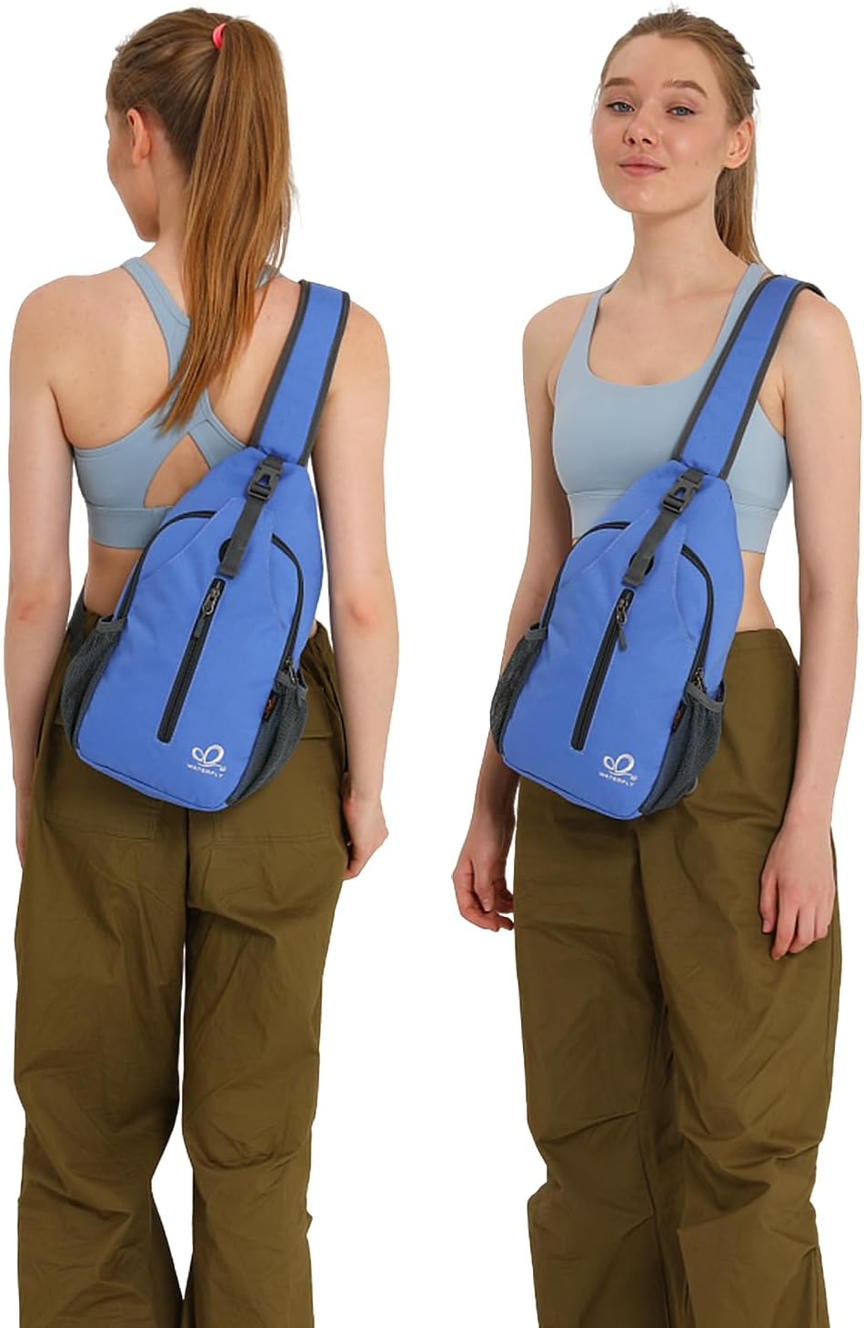 Crossbody Sling Backpack Sling Bag Travel Hiking Chest Bags Daypack (Teal blue) | Small Hiking bag,Multi-compartment storage,Water-resistant,Breathable back pad,Reversible adjustable shoulder strap