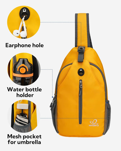 Crossbody Sling Backpack Sling Bag Travel Hiking Chest Bags Daypack (Teal blue) | Small Hiking bag,Multi-compartment storage,Water-resistant,Breathable back pad,Reversible adjustable shoulder strap