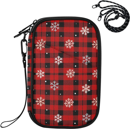 Travel Document Organizer 8.26×5.51×1.18 In | Scratch Resistant Polyester RFID Blocking Multi-Way Carry for Men Women Travel Snowflake Plaid