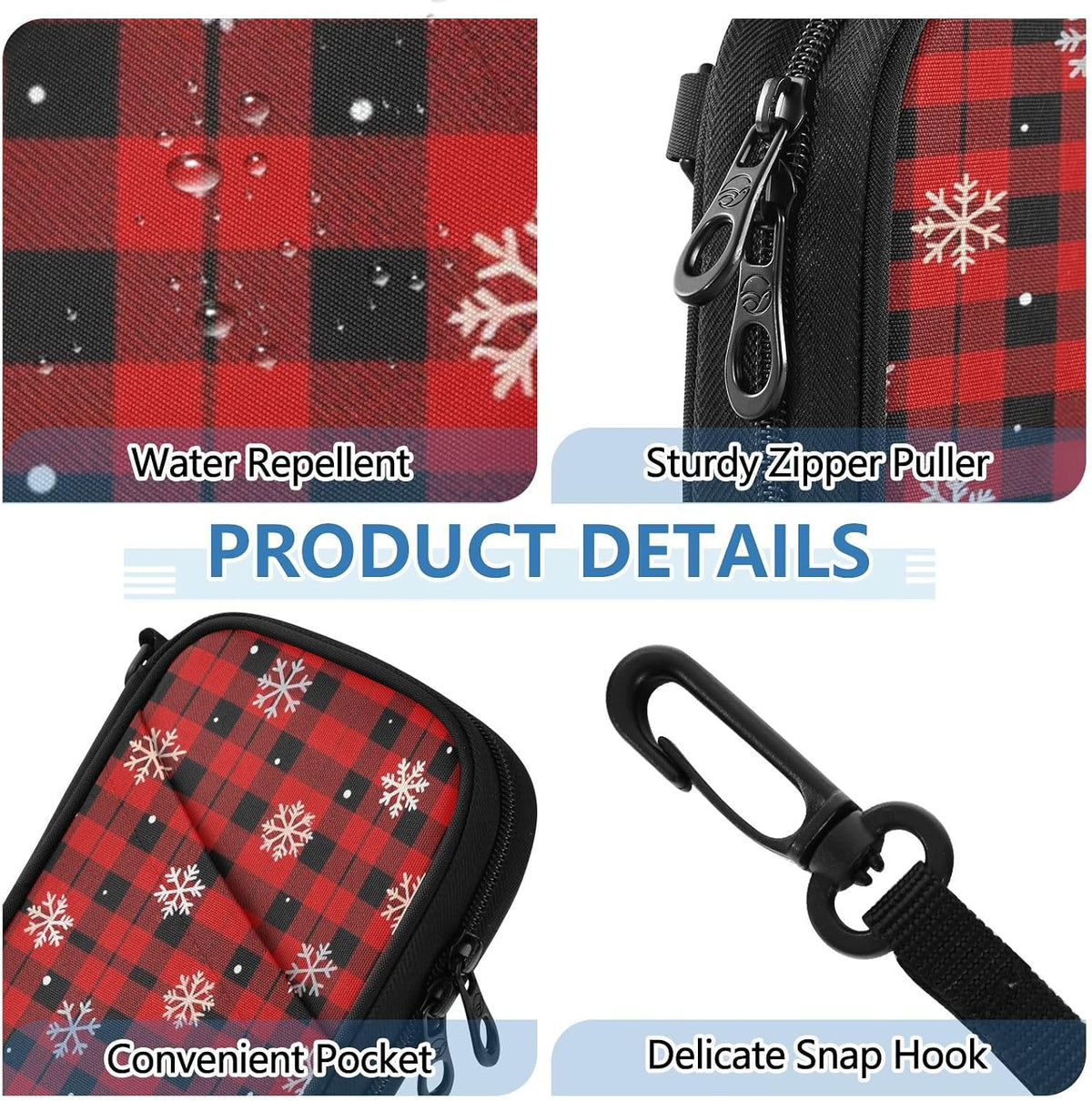 Travel Document Organizer 8.26×5.51×1.18 In | Scratch Resistant Polyester RFID Blocking Multi-Way Carry for Men Women Travel Snowflake Plaid