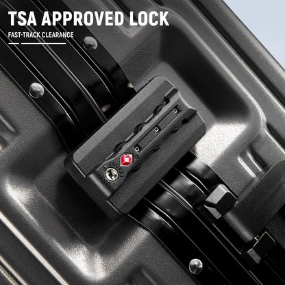 20 Inch Carry On Luggage TSA Approved, Aluminum Frame Zipperless Luggage Carry On with Compartment for Short Trips, ABS+PC Hard Shell Suitcases with Spinner Wheels, Black