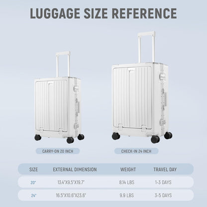 20 Inch Carry On Luggage TSA Approved, Aluminum Frame Zipperless Luggage Carry On with Compartment for Short Trips, ABS+PC Hard Shell Suitcases with Spinner Wheels, Black