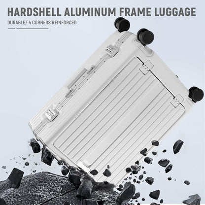20 Inch Carry On Luggage TSA Approved, Aluminum Frame Zipperless Luggage Carry On with Compartment for Short Trips, ABS+PC Hard Shell Suitcases with Spinner Wheels, Black