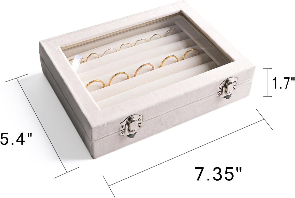 Tiny 12 Grid Earring Organizer Tray, Velvet Jewelry Box with Lid | Jewelry Tray With Lid,Adjuatable Dividers,Velvet Lining,Earring Organizer Box, Display Case,Drawer Insert,Gift For Women