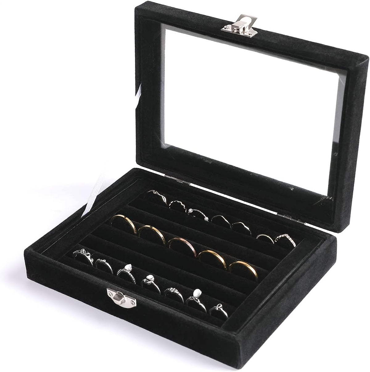 Tiny 12 Grid Earring Organizer Tray, Velvet Jewelry Box with Lid | Jewelry Tray With Lid,Adjuatable Dividers,Velvet Lining,Earring Organizer Box, Display Case,Drawer Insert,Gift For Women