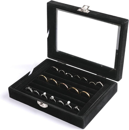 Tiny 12 Grid Earring Organizer Tray, Velvet Jewelry Box with Lid | Jewelry Tray With Lid,Adjuatable Dividers,Velvet Lining,Earring Organizer Box, Display Case,Drawer Insert,Gift For Women