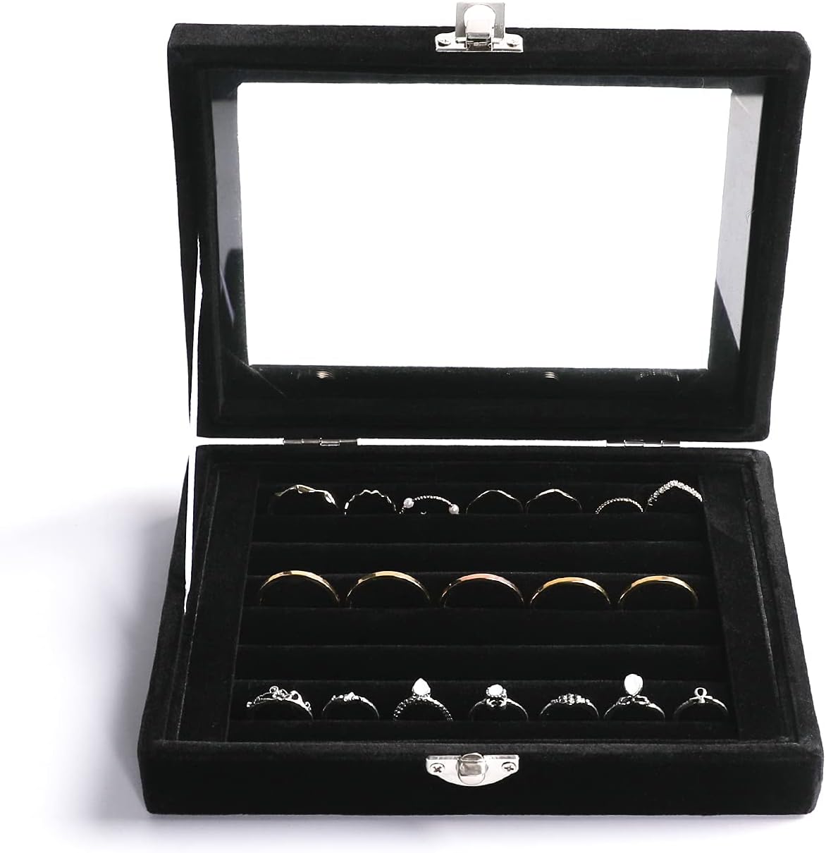 Tiny 12 Grid Earring Organizer Tray, Velvet Jewelry Box with Lid | Jewelry Tray With Lid,Adjuatable Dividers,Velvet Lining,Earring Organizer Box, Display Case,Drawer Insert,Gift For Women