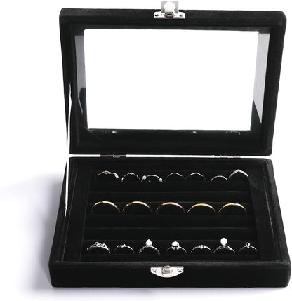 Tiny 12 Grid Earring Organizer Tray, Velvet Jewelry Box with Lid | Jewelry Tray With Lid,Adjuatable Dividers,Velvet Lining,Earring Organizer Box, Display Case,Drawer Insert,Gift For Women