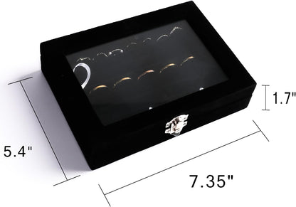 Tiny 12 Grid Earring Organizer Tray, Velvet Jewelry Box with Lid | Jewelry Tray With Lid,Adjuatable Dividers,Velvet Lining,Earring Organizer Box, Display Case,Drawer Insert,Gift For Women