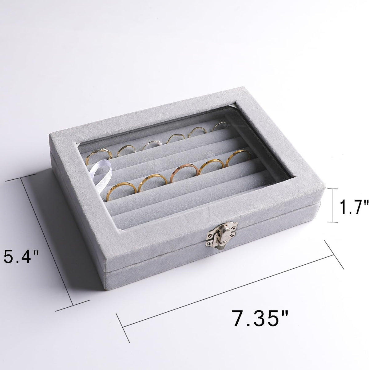 Tiny 12 Grid Earring Organizer Tray, Velvet Jewelry Box with Lid | Jewelry Tray With Lid,Adjuatable Dividers,Velvet Lining,Earring Organizer Box, Display Case,Drawer Insert,Gift For Women