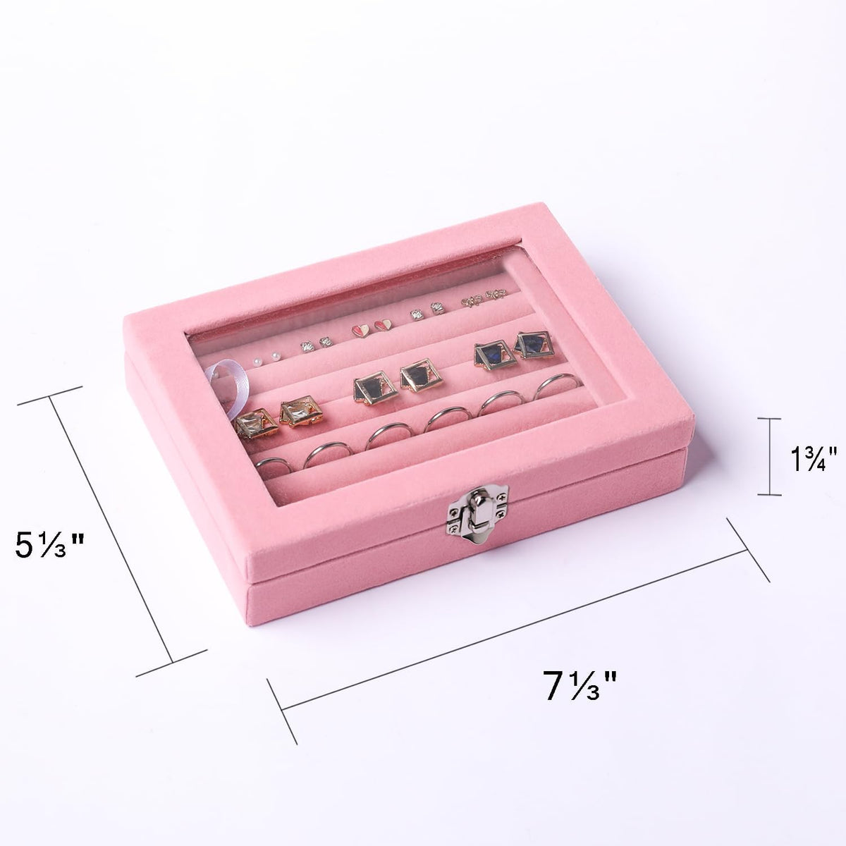 Tiny 12 Grid Earring Organizer Tray, Velvet Jewelry Box with Lid | Jewelry Tray With Lid,Adjuatable Dividers,Velvet Lining,Earring Organizer Box, Display Case,Drawer Insert,Gift For Women