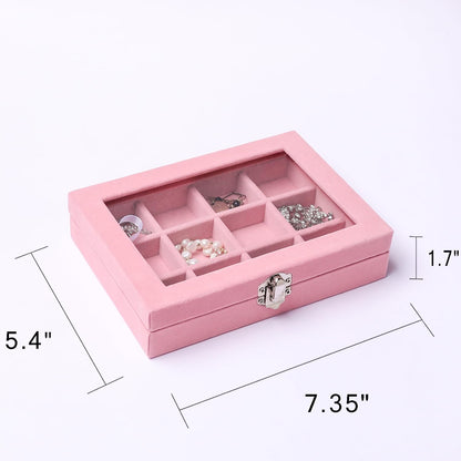 Tiny 12 Grid Earring Organizer Tray, Velvet Jewelry Box with Lid | Jewelry Tray With Lid,Adjuatable Dividers,Velvet Lining,Earring Organizer Box, Display Case,Drawer Insert,Gift For Women