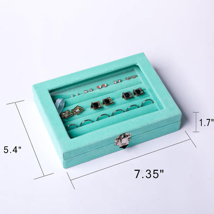 Tiny 12 Grid Earring Organizer Tray, Velvet Jewelry Box with Lid | Jewelry Tray With Lid,Adjuatable Dividers,Velvet Lining,Earring Organizer Box, Display Case,Drawer Insert,Gift For Women