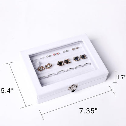 Tiny 12 Grid Earring Organizer Tray, Velvet Jewelry Box with Lid | Jewelry Tray With Lid,Adjuatable Dividers,Velvet Lining,Earring Organizer Box, Display Case,Drawer Insert,Gift For Women