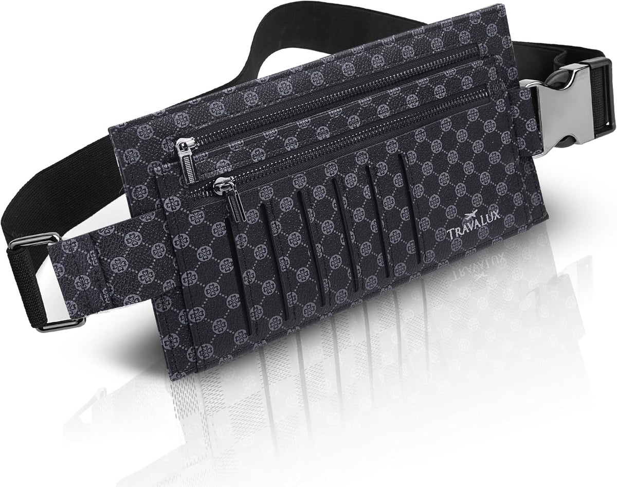 Luxury Travel Wallet – Hidden Money Belt, RFID-Blocking, Anti-Theft Passport Holder for Men & Women (Black Crest)