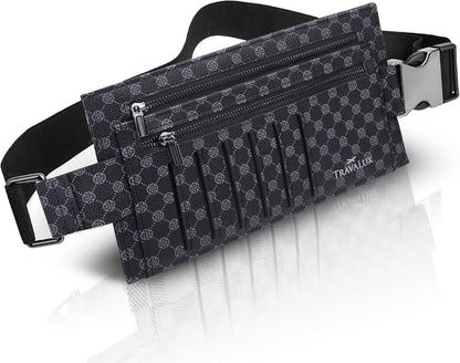 Luxury Travel Wallet – Hidden Money Belt, RFID-Blocking, Anti-Theft Passport Holder for Men & Women (Black Crest)