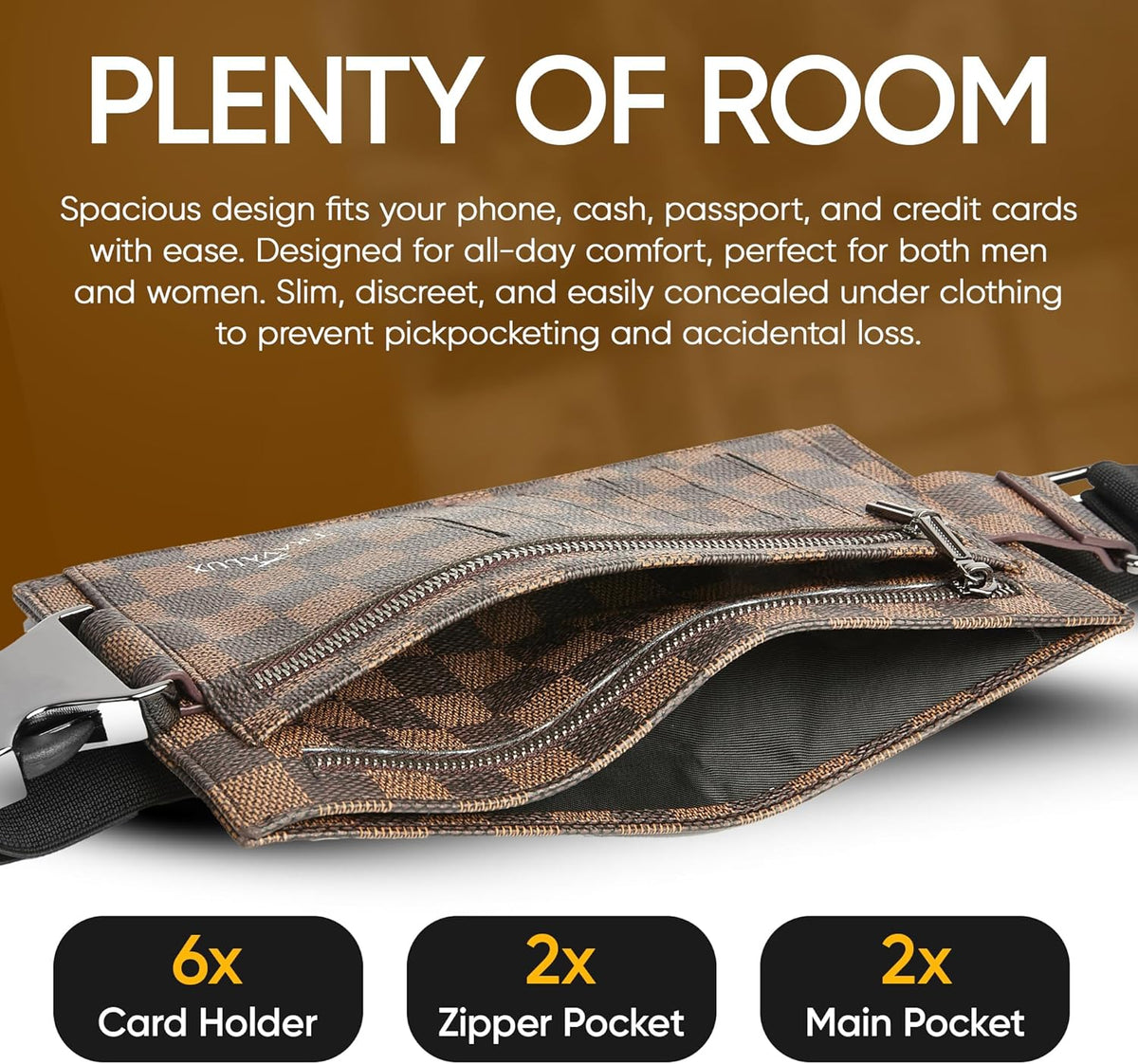 Luxury Travel Wallet – Hidden Money Belt, RFID-Blocking, Anti-Theft Passport Holder for Men & Women (Black Crest)