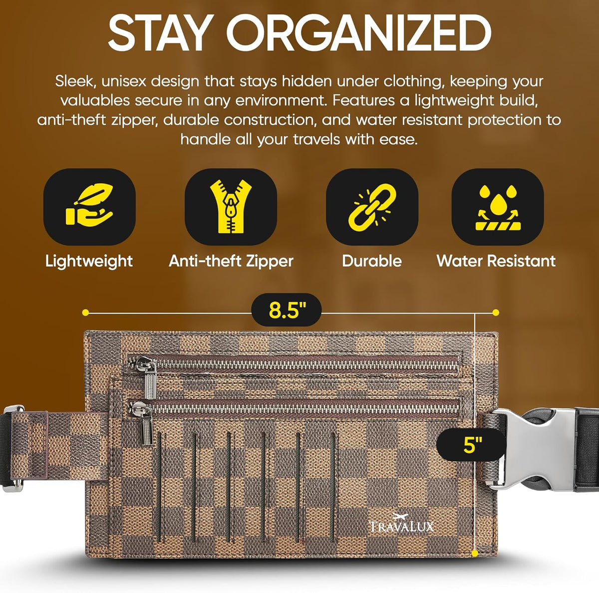Luxury Travel Wallet – Hidden Money Belt, RFID-Blocking, Anti-Theft Passport Holder for Men & Women (Black Crest)