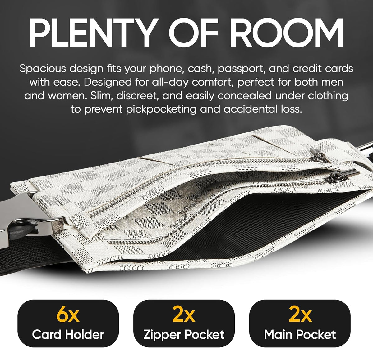 Luxury Travel Wallet – Hidden Money Belt, RFID-Blocking, Anti-Theft Passport Holder for Men & Women (Black Crest)