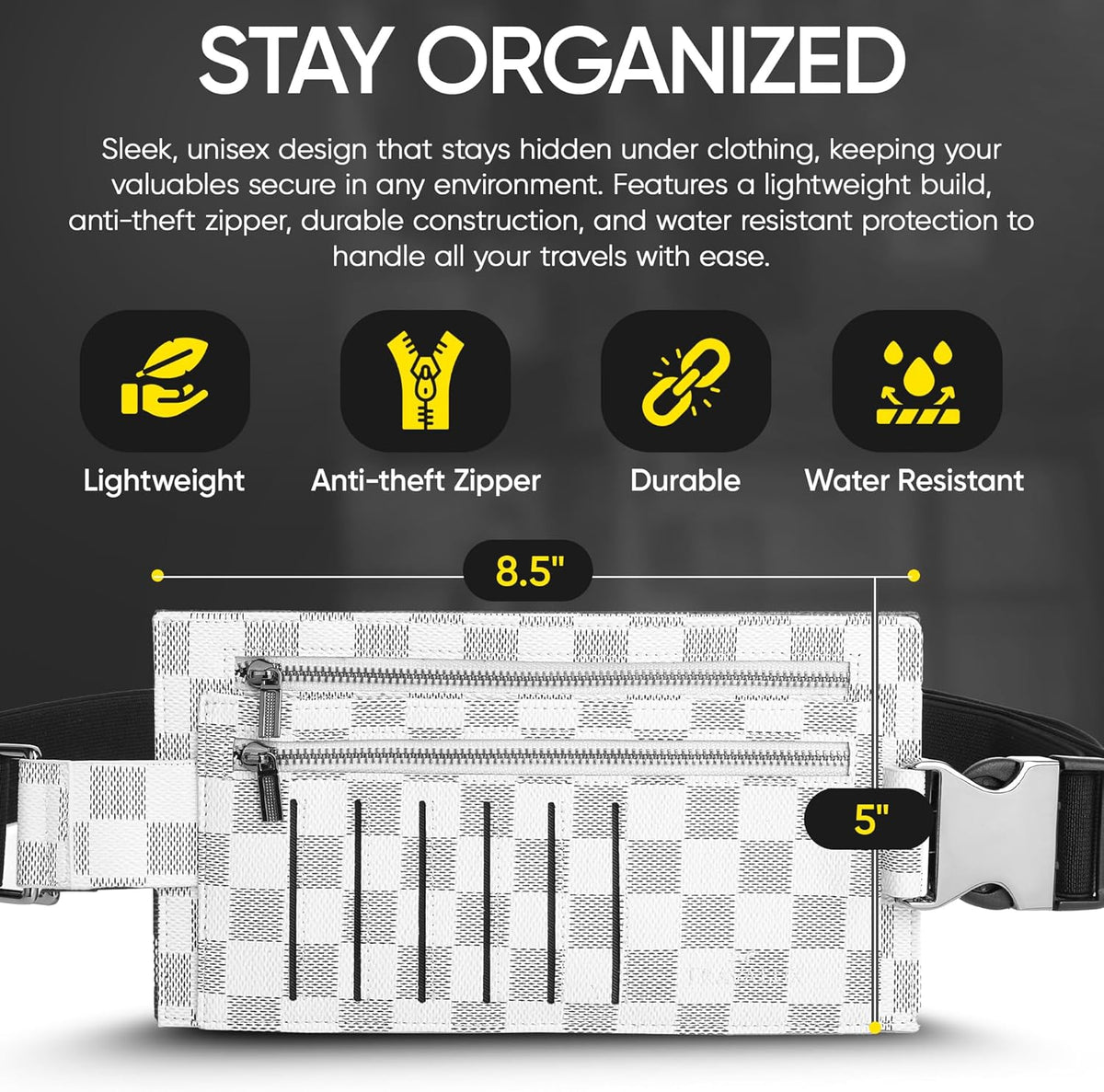 Luxury Travel Wallet – Hidden Money Belt, RFID-Blocking, Anti-Theft Passport Holder for Men & Women (Black Crest)