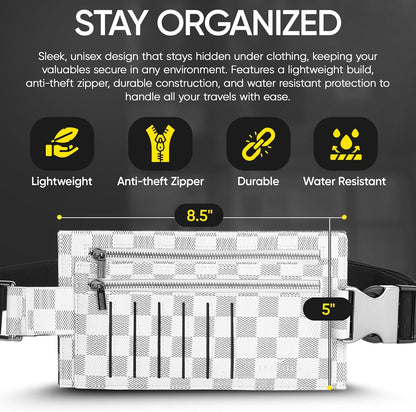 Luxury Travel Wallet – Hidden Money Belt, RFID-Blocking, Anti-Theft Passport Holder for Men & Women (Black Crest)