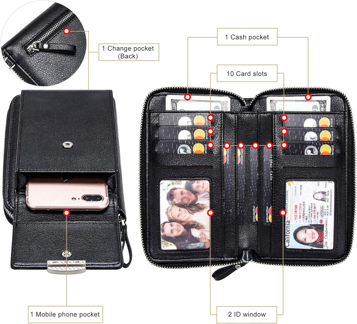 Small Crossbody Bag Cell Phone Purse Wallet with Credit Card Slots for Women
