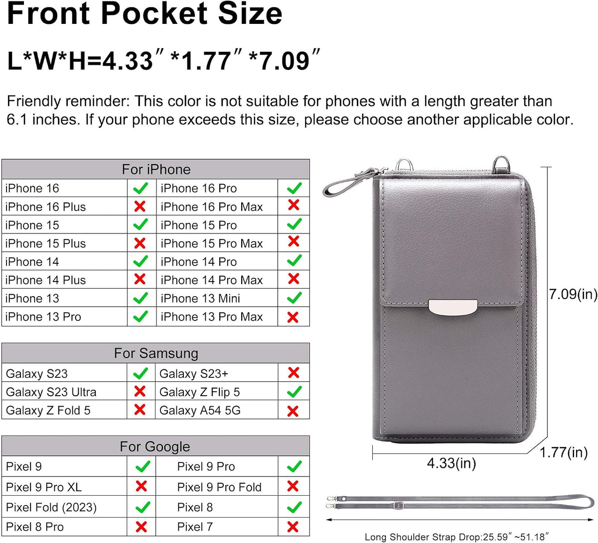 Small Crossbody Bag Cell Phone Purse Wallet with Credit Card Slots for Women