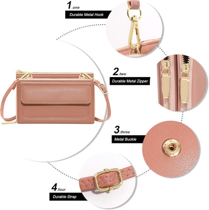 Small Crossbody Bag Cell Phone Purse Wallet with Credit Card Slots for Women