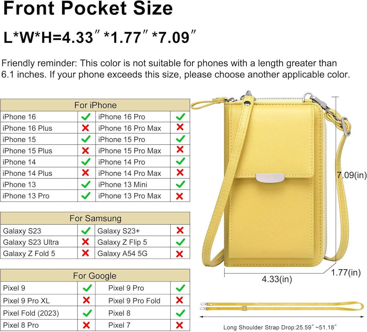 Small Crossbody Bag Cell Phone Purse Wallet with Credit Card Slots for Women