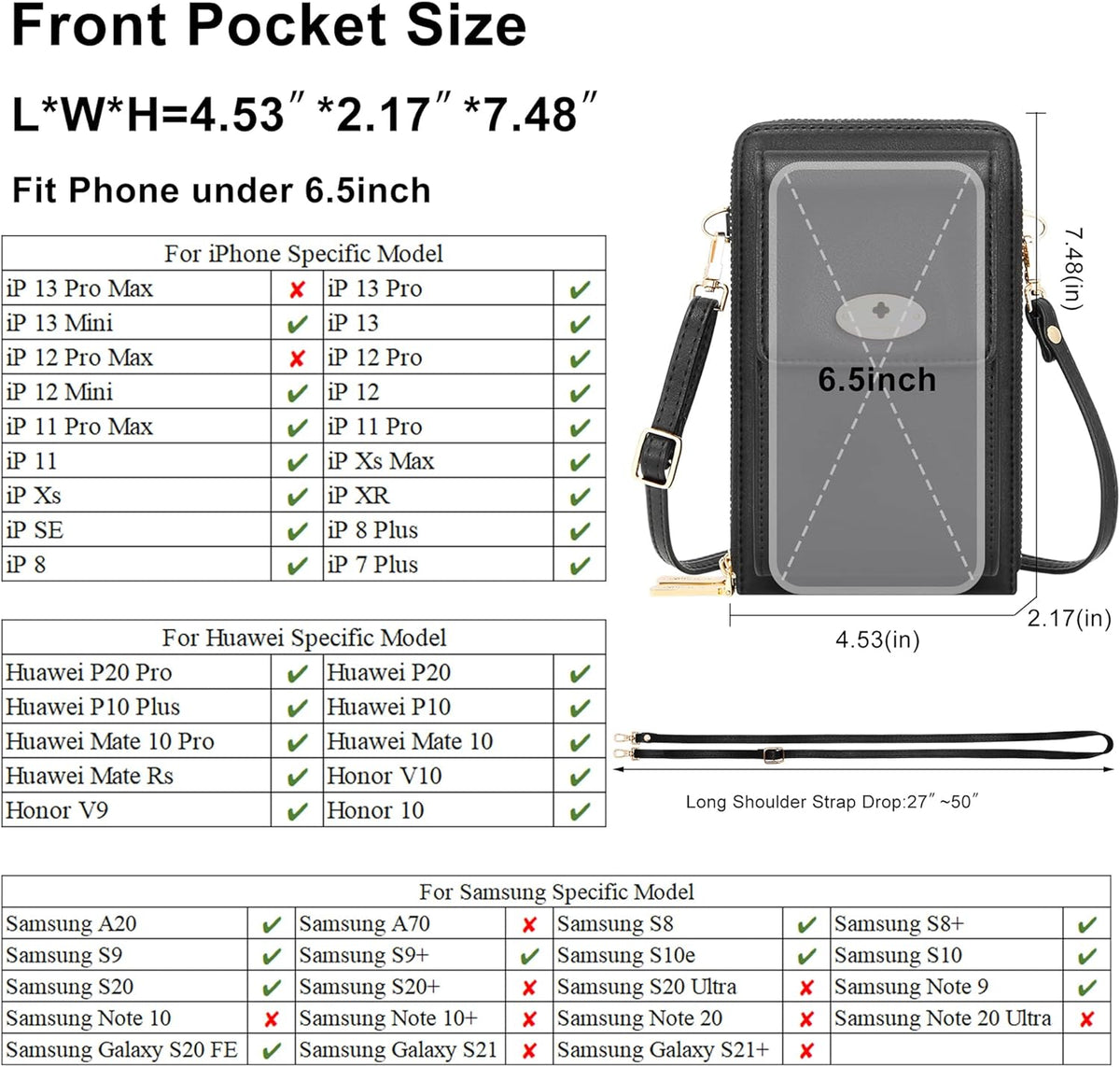Small Crossbody Bag Cell Phone Purse Wallet with Credit Card Slots for Women