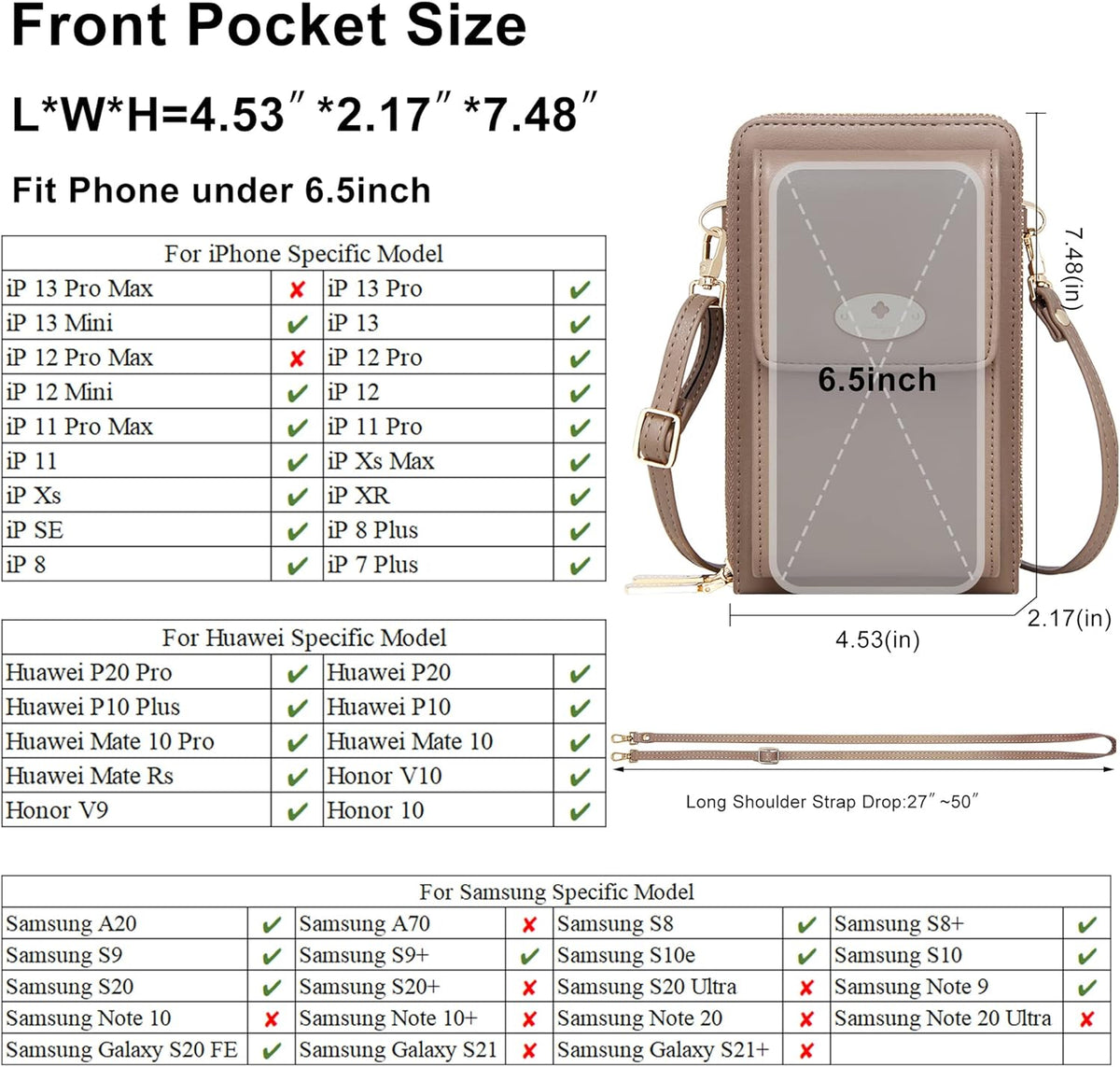Small Crossbody Bag Cell Phone Purse Wallet with Credit Card Slots for Women