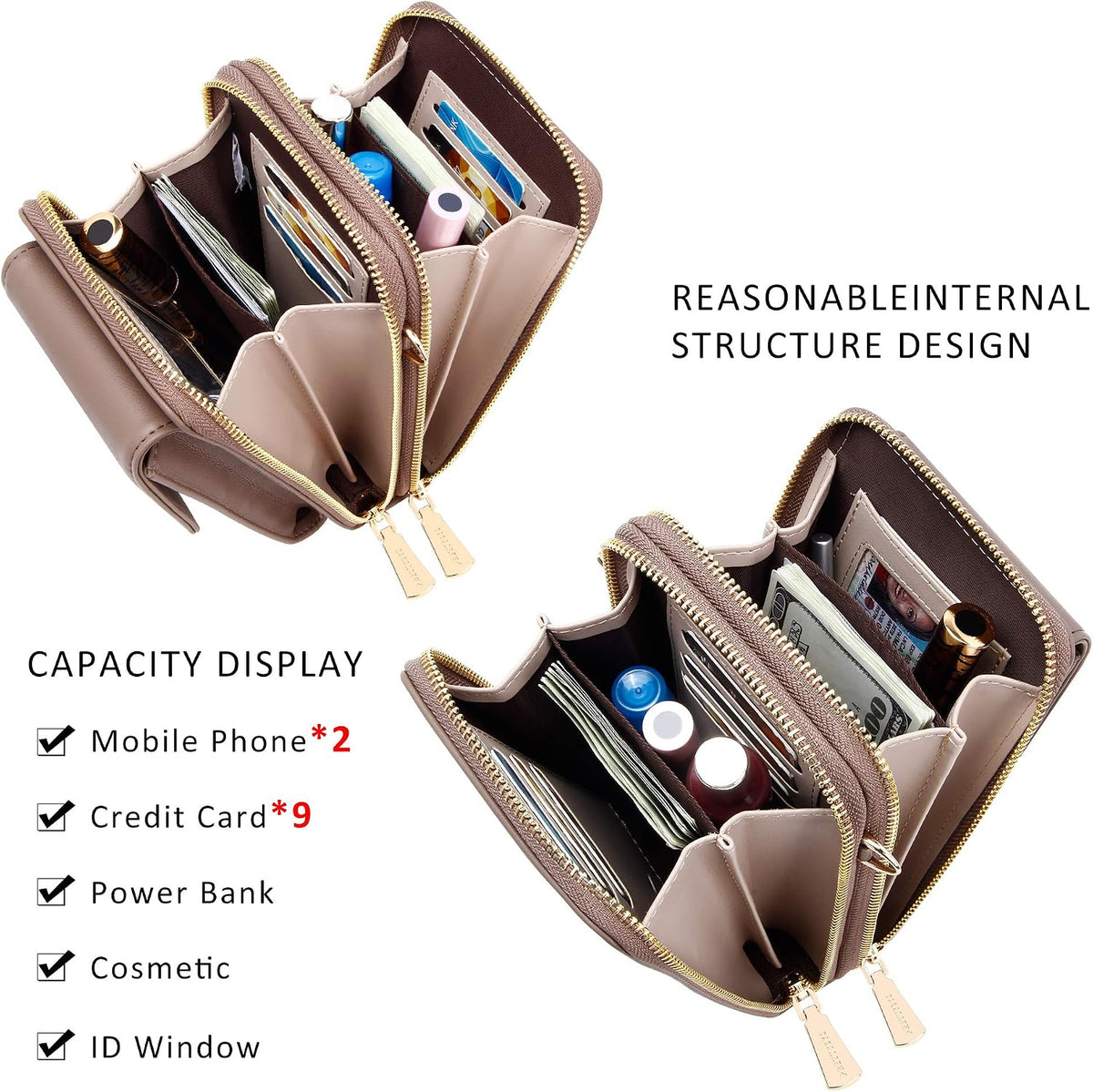 Small Crossbody Bag Cell Phone Purse Wallet with Credit Card Slots for Women