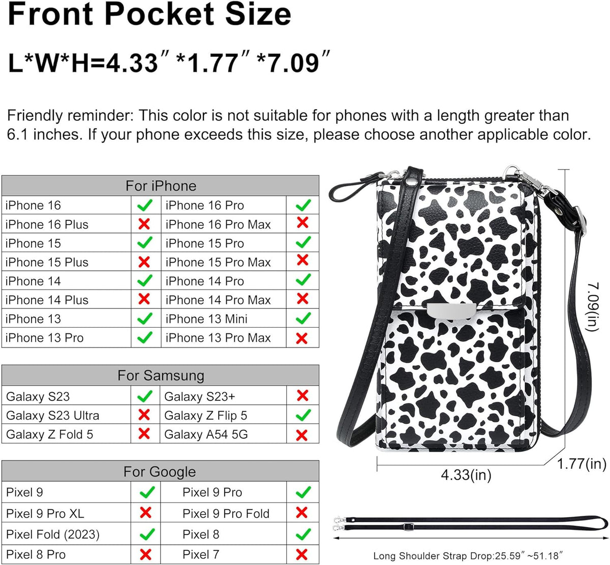 Small Crossbody Bag Cell Phone Purse Wallet with Credit Card Slots for Women