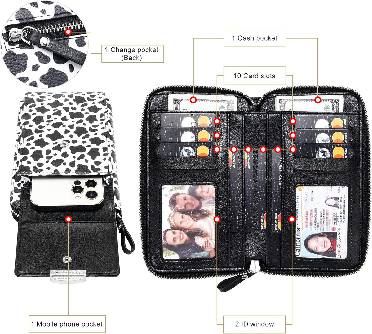 Small Crossbody Bag Cell Phone Purse Wallet with Credit Card Slots for Women