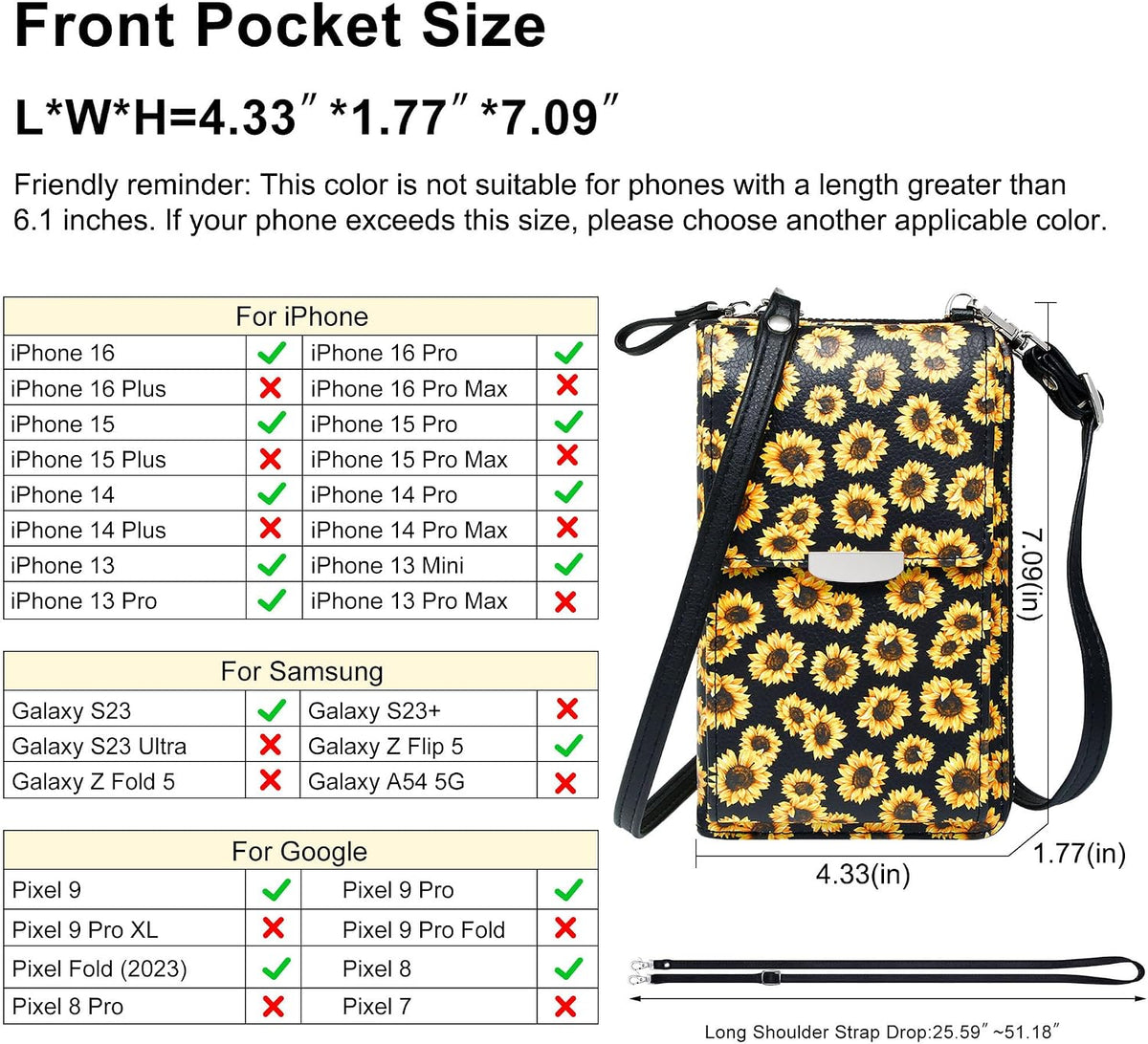 Small Crossbody Bag Cell Phone Purse Wallet with Credit Card Slots for Women