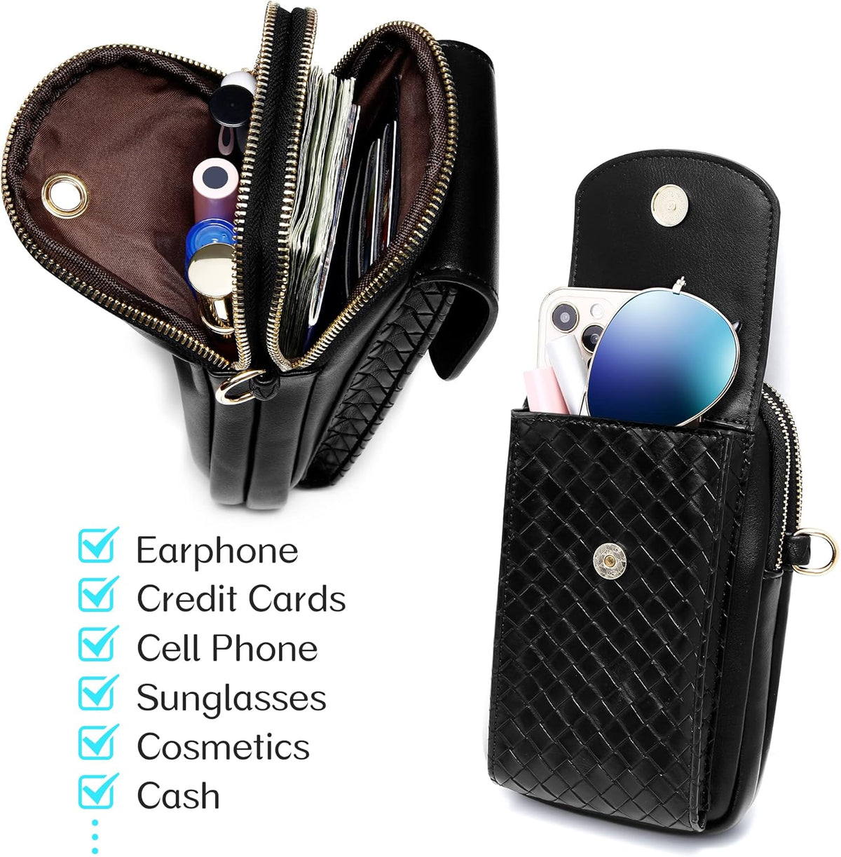 Small Crossbody Bag Cell Phone Purse Wallet with Credit Card Slots for Women