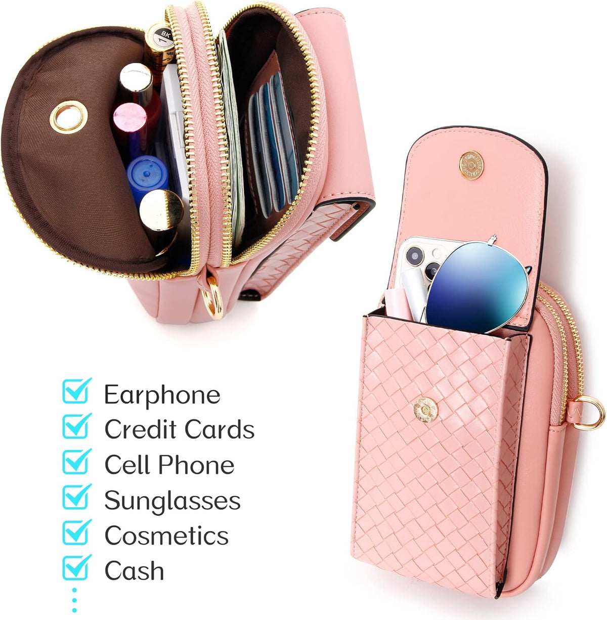 Small Crossbody Bag Cell Phone Purse Wallet with Credit Card Slots for Women