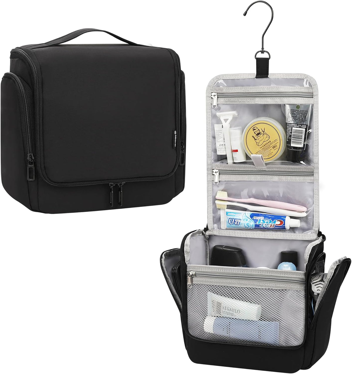 Hanging Toiletry Bag for Men and Women, Travel Toiletries Bag Water-resistant Large Makeup Cosmetic Organizer Storage, Shaving Dopp Kit Shower Bathroom Hygiene Bags, Carry-on Travel Essentials