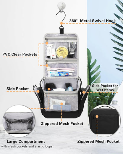Hanging Toiletry Bag for Men and Women, Travel Toiletries Bag Water-resistant Large Makeup Cosmetic Organizer Storage, Shaving Dopp Kit Shower Bathroom Hygiene Bags, Carry-on Travel Essentials