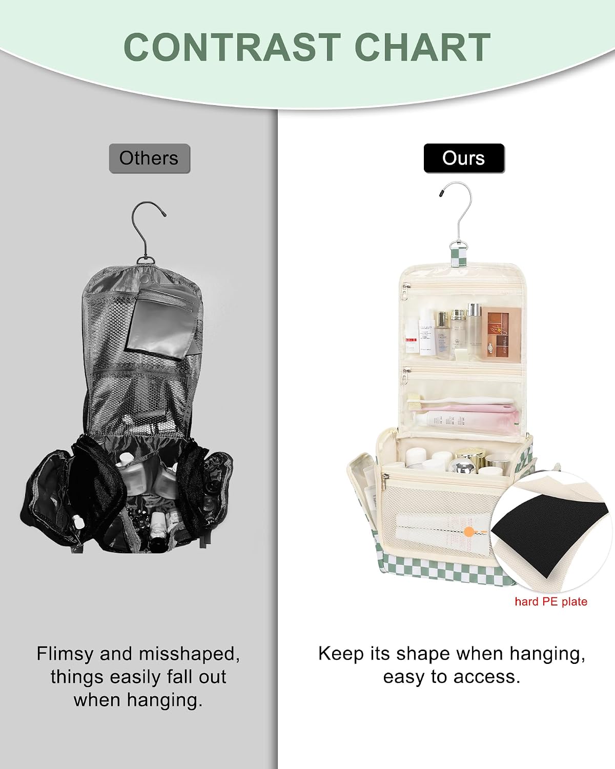 Hanging Toiletry Bag for Men and Women, Travel Toiletries Bag Water-resistant Large Makeup Cosmetic Organizer Storage, Shaving Dopp Kit Shower Bathroom Hygiene Bags, Carry-on Travel Essentials