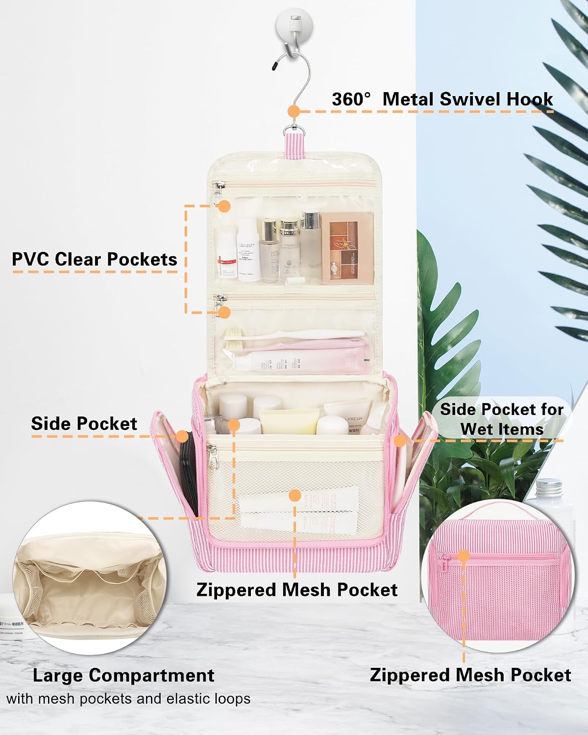 Hanging Toiletry Bag for Men and Women, Travel Toiletries Bag Water-resistant Large Makeup Cosmetic Organizer Storage, Shaving Dopp Kit Shower Bathroom Hygiene Bags, Carry-on Travel Essentials