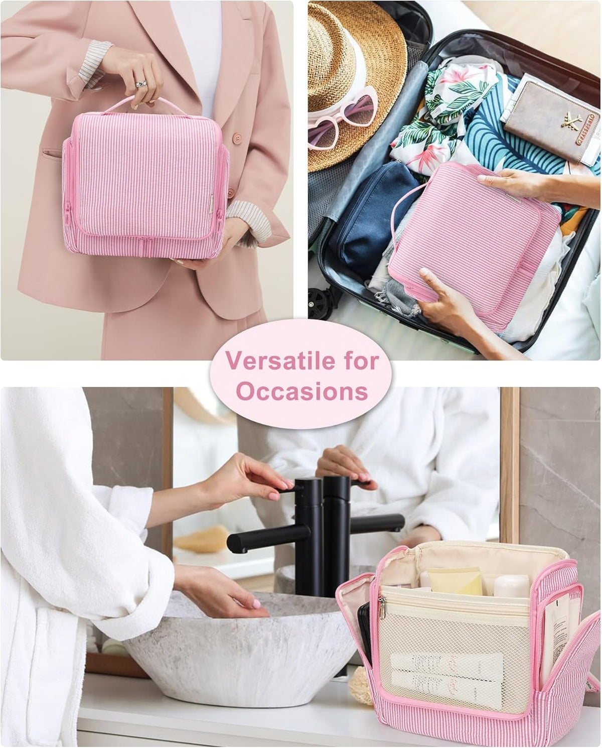 Hanging Toiletry Bag for Men and Women, Travel Toiletries Bag Water-resistant Large Makeup Cosmetic Organizer Storage, Shaving Dopp Kit Shower Bathroom Hygiene Bags, Carry-on Travel Essentials