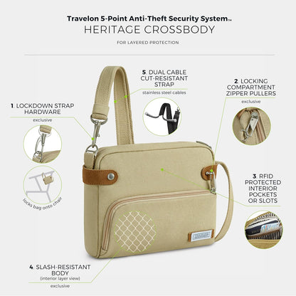 Anti-Theft Heritage Small Crossbody Bag